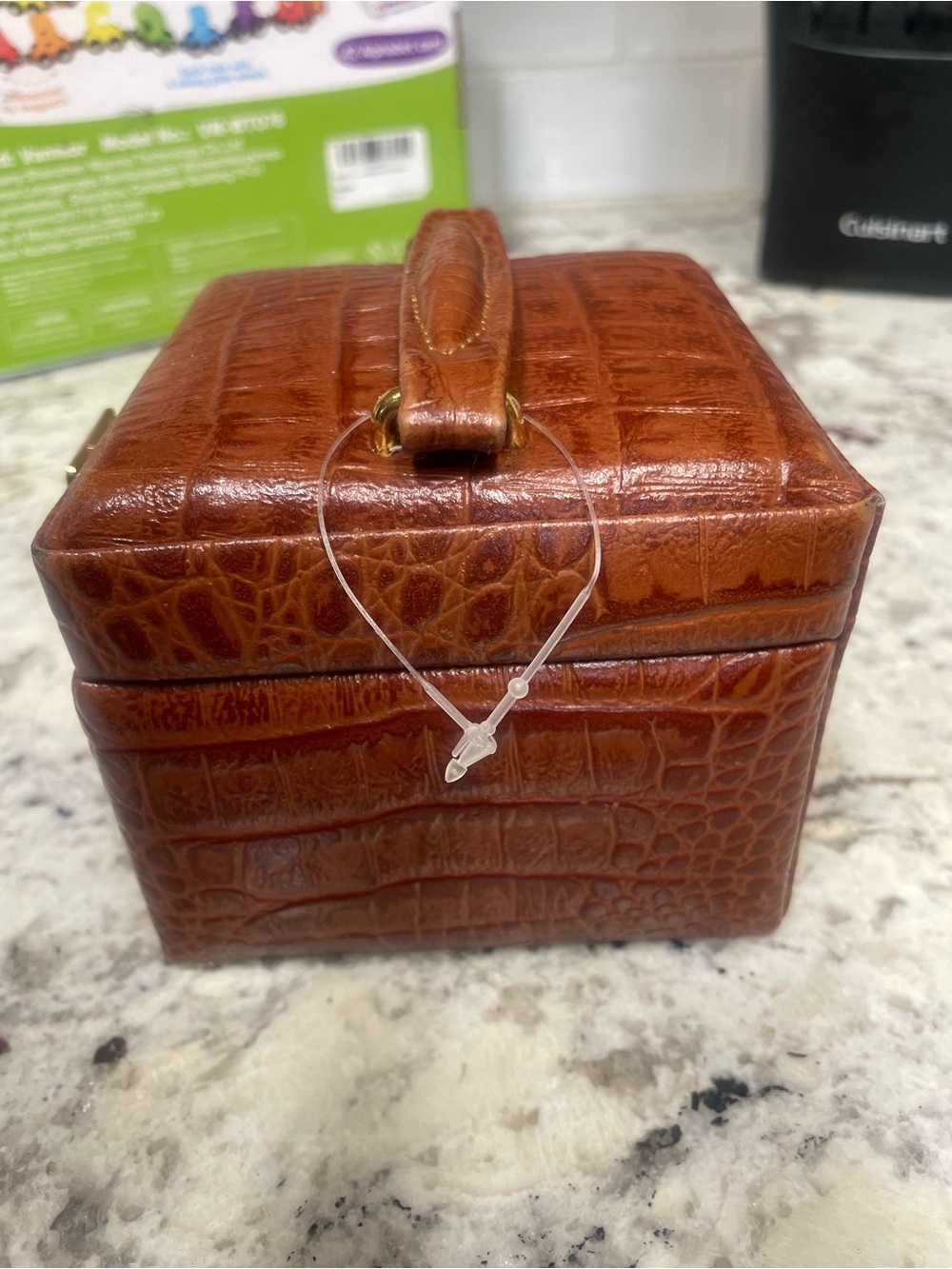 Brown Croc-Texture Travel or  Home Jewelry Case